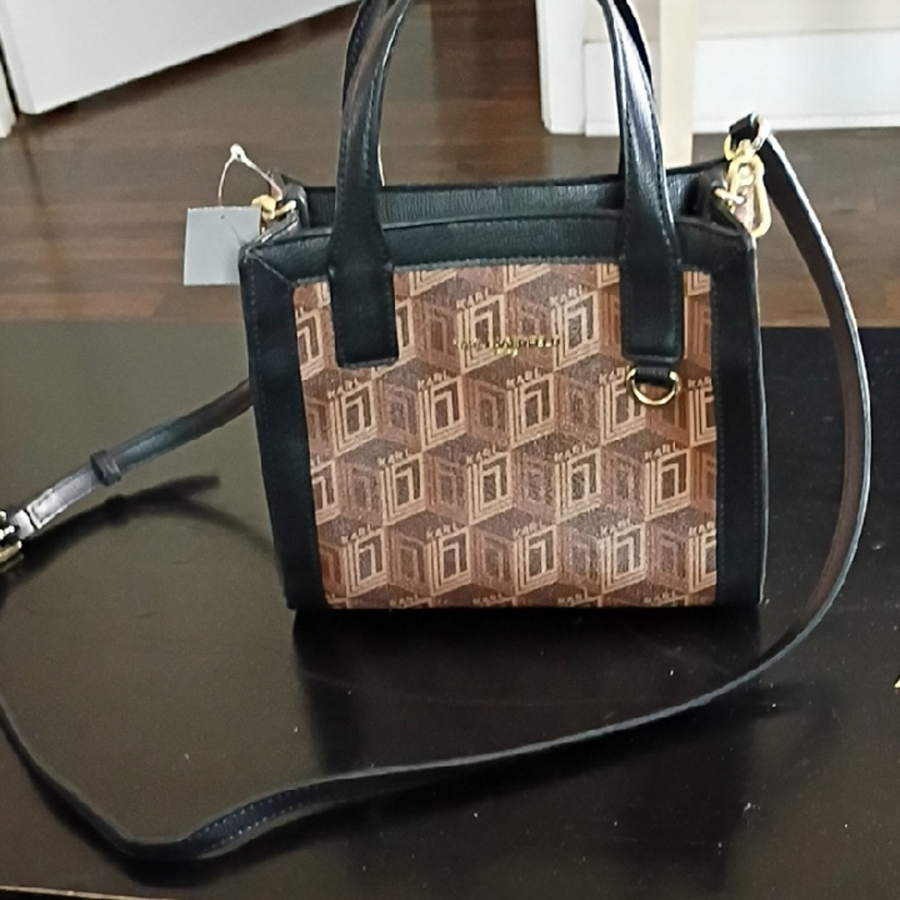 Elegant Black and Brown Crossbody Bag